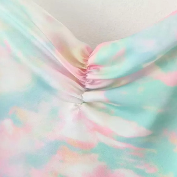 Clouded Sky Cinched Adjustable Tie Dye Strapy Dress - Picture 11 of 15